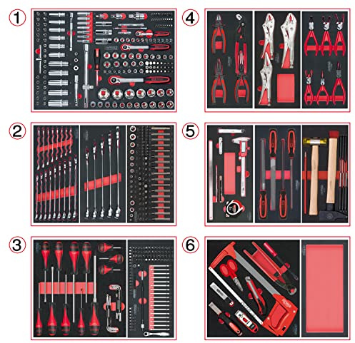 KS Tools 714.0452 Material-455 Werkzeug 6 Schubladen für Werkstattwagen