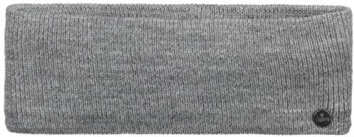 LIERYS Mono Stirnband Damen/Herren 8 cm breit - Made in Germany - dreilagiges Strickband gefüttert mit Baumwolle - Rippstrick Ohrenwärmer 54-60 cm - Ohrenschutz Herbst/Winter grau One Size