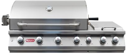 Bull Outdoor Products 119 cm 7 Brenner Premium Edelstahl Gasgrill mit Dual Seitenbrenner und integrierte Infrarot-Backburner, Flüssiges Propan, metallisch