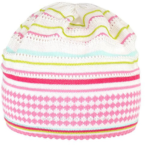maximo Baby-Strickmütze weiß-rosa, Gr. 39