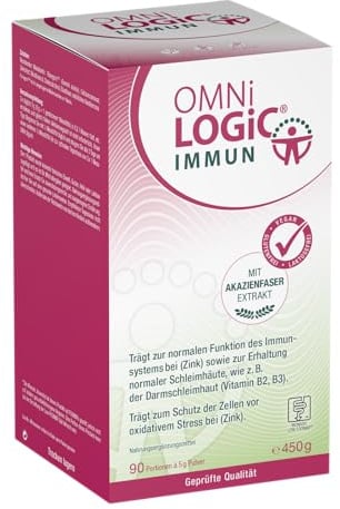 OMNi LOGiC IMMUN | Ballaststoffe mit Akazienfaser | 450g | Mit hochwertigem Akazienfaser Extrakt Fibregum | Veganes Pulver | Glutenfrei | Lactosefrei