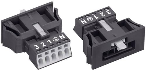 WAGO 890-715 Through-Panel Plug (Male), MINI, SNAP-in, N/G/1/2/3 Marking,