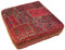 GURU SHOP Orientalisches Eckiges Patchwork Kissen 40 cm, Sitzkissen, Bodenkissen mit Baumwollfüllung - Rot, Synthetisch, Zierkissen, Dekokissen, Sofakissen