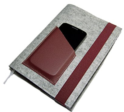 Kalenderhülle Hülle Einband Wollfilz Filz Leder für Din A5 Buchkalender, Notizbuch