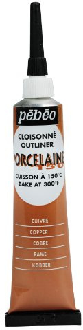 Pebeo Porcelaine 150, China Paint Outliner, 20 ml Tube - Copper (036-009), Outliners