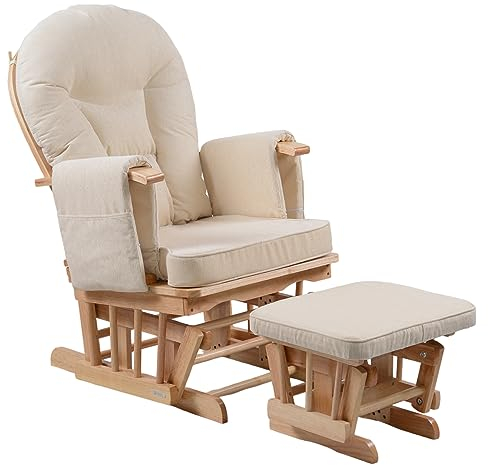 STODOMED Glider Stillstuhl & Hocker Entspannungsstuhl Schaukelsessel Natur/Creme * NEU