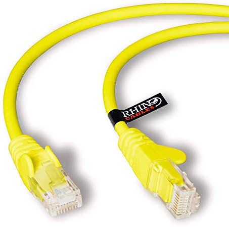 rhinocables CAT 6 High-Speed Gigabit Ethernet Cable - Patch Network Lead for LAN| Snagless UTP With LSZH Jacket | RJ45 Connector - Internet, Router, Modem, Smart TV, PC & More (1m, Yellow, Pack of 1)