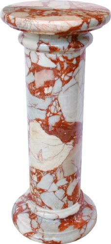 Yuchengstone Säule aus Marmor Massiv grau-rot, Unikat, Home Büro Möbel Design Deko, Ø/H:30/70cm, ca.40kg
