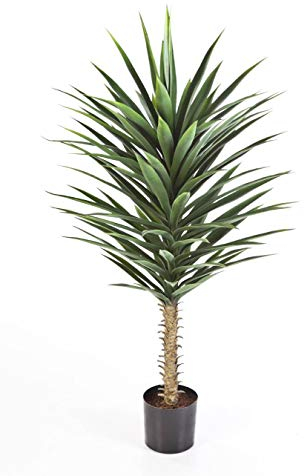 artplants.de Artificial Yucca Shrub with 102 Leaves, DELUXE, 4ft/130cm - Plastic Palm Yucca Shrub - Terrace Decoration