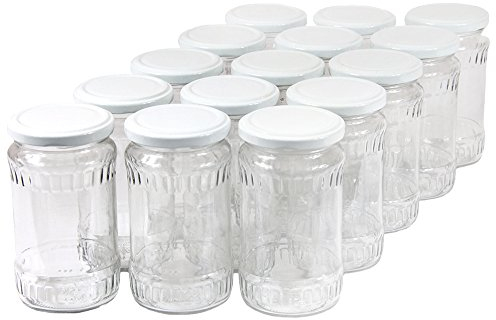 Wamat 370 ml Einweckgläser mit Deckel weiß Einmachgläser Vorratsgläser Einmachglas Weck (Menge: 45 Stück)