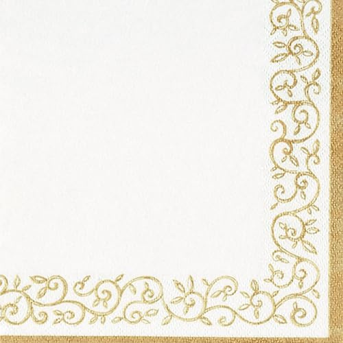 Serv. Bordüre weiß/gold 33x33 / 12 Stück