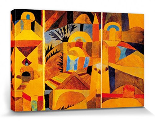 1art1 Paul Klee Poster Der Tempelgarten, 1920 Bilder Leinwand-Bild Auf Keilrahmen | XXL-Wandbild Poster Kunstdruck Als Leinwandbild 120x80 cm