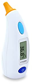 Termómetro digital de oído antibacteriano CTD504 de CITIZEN para adultos y niños. Medidas muy rápidas en solo 1-3 segundos. 12 memorias, alerta de temperatura alta, larga autonomía y práctico estuche.