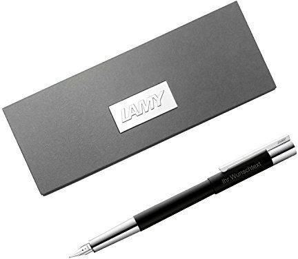 Lamy Füllhalter scala Modell 80, Feder B, Edelstahl/Mattschwarz, inkl. Laser-Gravur