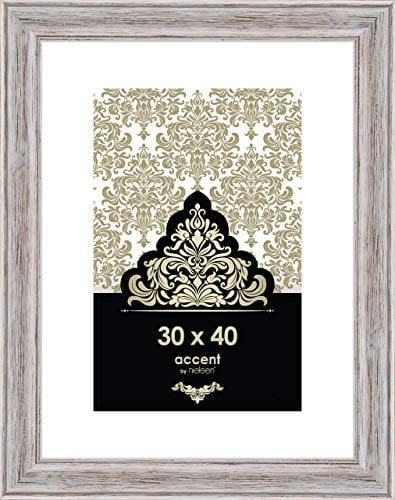 accent by nielsen Bilderrahmen, 30 x 40 cm, Holz, Weiß, Fotorahmen zum Aufhängen im Hoch- & Querformat, Echtglas, Vintage