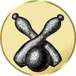 S.B.J - Sportland Pokal/Medaille Emblem, Motiv Kegeln, Durchmesser 50 mm, Gold