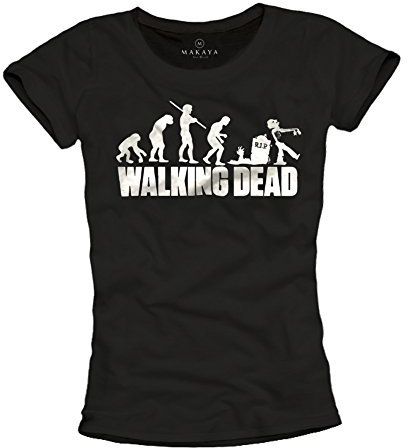 Makaya Walking Dead T-Shirt Femme Zombie Evolution Noir M