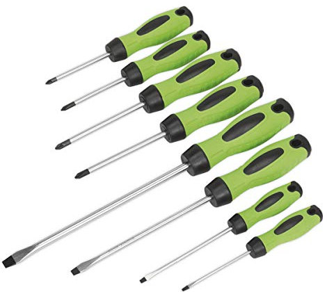 Sealey Hv001 Screwdriver Set 8Pc Hi-Vis Green