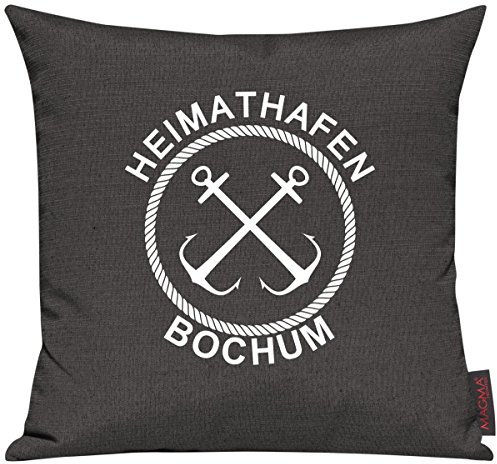 ShirtInStyle Sofakissen Heimathafen Bochum, Kissen, Meer, Heimatort, Stadt, Urlaub, Größe 40 x 40cm, Farbe Anthrazit