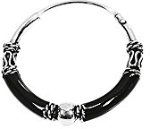 NKlaus PAAR 925 STERLING SILBER Keltische Bali Schwarze Creolen Liana kugel 19mm 7070