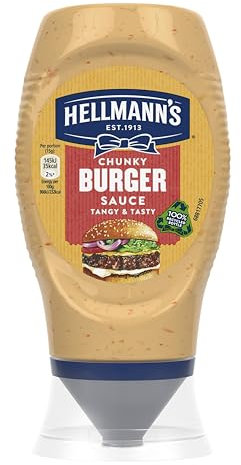 Hellmann's Chunky Burger Sauce Condiment Squeeze Bottle for delicious burgers, wraps or chips 250 ml