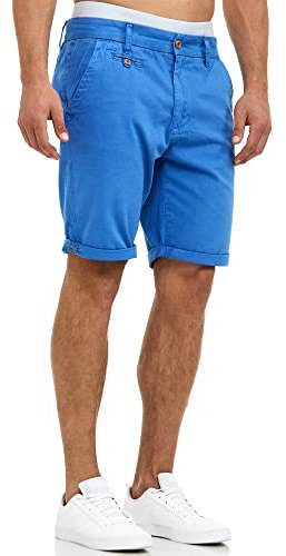 Indicode Herren Cuba Chino Shorts mit 5 Taschen aus Baumwollgemisch | Bermuda Sommershorts für Männer Blau Palace Blue, XXL