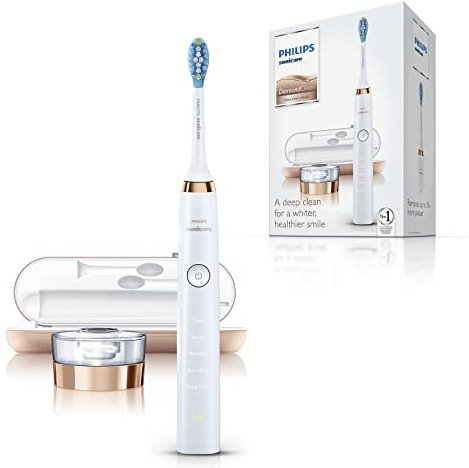 Philips Sonicare DiamondClean Rechargeable Electric Toothbrush, 2019 Edition, Rose Gold (UK 2-pin Bathroom Plug with USB Travel Charger)