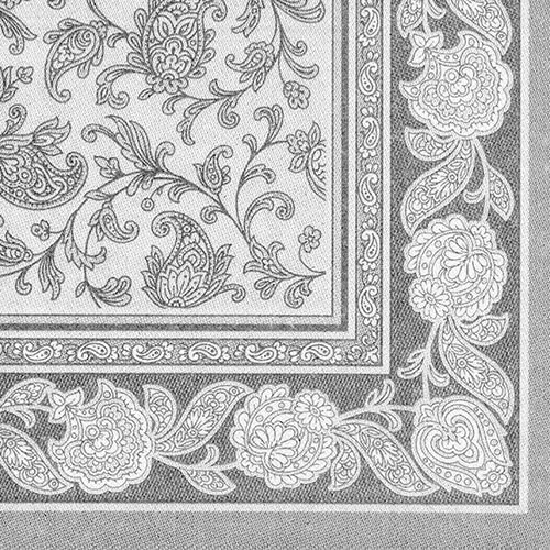 Premium Servietten ROYAL Collection 1/4-Falz 40 cm x 40 cm grau Ornaments für Hochzeitsfeier. Menge: 250 St