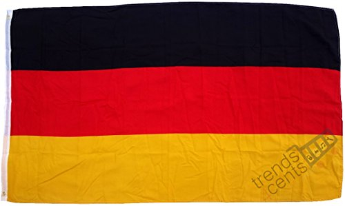 Drapeau de l'Allemagne, 90 x 150 cm, très résistant à la déchirure, pas de Chinois bon marché, poids du tissu : env. 100 g/m², très robuste, œillets en laiton extra résistants – Coutures multiples sur