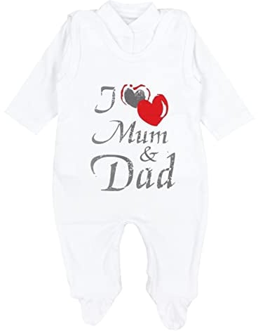 TupTam Baby Mädchen Jungen Strampler mit Langarmshirt Aufdruck Spruch 2 teilig, Farbe: I love Mum and Dad, Größe: 68