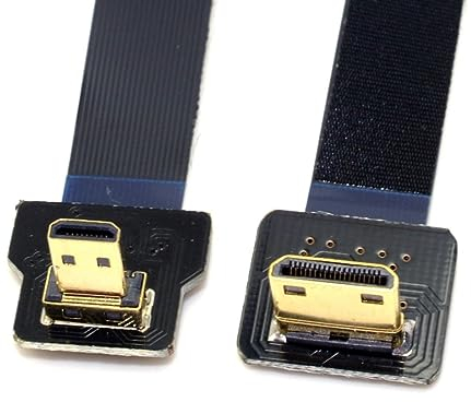 CY Câble plat micro HDMI mâle FPV vers micro-HDMI FPC à angle de 90 degrés vers le haut pour caméra Gopro de photographie aérienne Multicopter - 50 cm