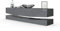 Vladon Lowboard City, Made in Germany, TV-Kommode mit Sockelelement, 1 offenem Fach und 3 Schubkästen, Schwarz Hochglanz/Grau Hochglanz (178 x variabel x 39 cm)