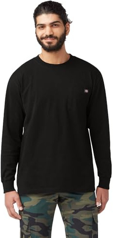 Dickies Big and Tall Men's Long Sleeve Heavyweight Crew Neck, Black, 3X Tall