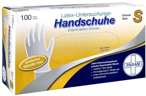Param HANDSCHUHE Einmal Latex puderfrei S 100 St