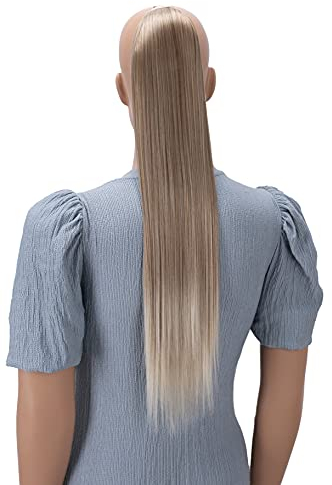 CAISHA 60cm Zopf mit 2 Bändern Pferdeschwanz Langhaar Extensions Haarverlängerung Haarteil Glatt Dunkelblond Mix HC26
