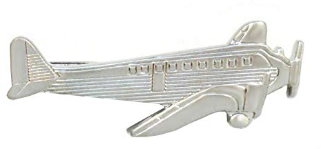 Flugzeug Krawattennadel kurz silbern matt ca. 4,8 cm lang + schöner Geschenkbox - schönes Accessoires für die Seidenkrawatte