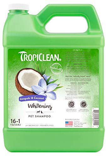 TropiClean Awapuhi & Coconut Whitening Shampoo für Haustiere, 3,78 Liter, hergestellt in den USA