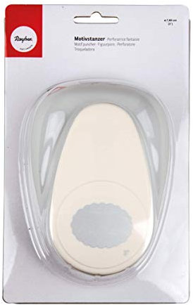 Rayher 8974600 Motivstanzer Oval, mit Zierrand, ø 7,6 cm- 3 Zoll, geeignet für Papier/Karton bis zu 200g/m²