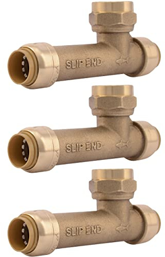SharkBite 1,27 cm FNPT Slip Adapter, 3 Stück, Push to Connect Messing Sanitärarmatur, Kupfer, CPVC, U3482LF