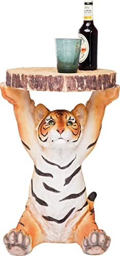 Kare Design Beistelltisch Animal Tiger, Mehfarbig, 35cm Durchmesser, Couchtisch, Ablage, Rund, Tiermotiv