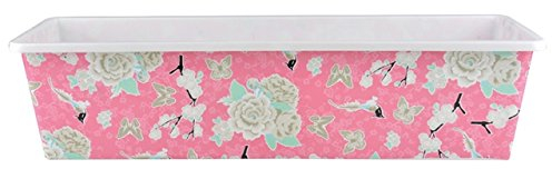 Jet-Line® | Blumentopf | 59x17x14 cm | Rose | Bedruckt | rosa | Blumenkübel | Pflanztopf | Blumenkasten | dekorativ | 3-er Set Pflanzkasten Balkonkasten Blumentrog