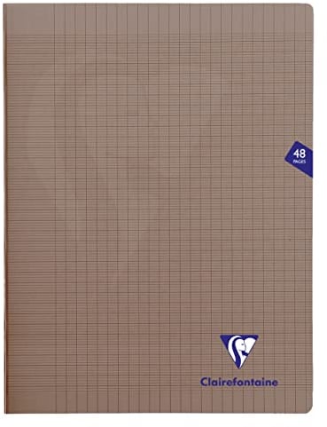 Clairefontaine 363311C Un Cahier Agrafé Mimesys Gris - 24x32 cm - 48 Pages Grands Carreaux - Papier Blanc 90 g - Couverture Polypro