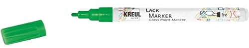 KREUL 47214 - Lackmalstift fine grün, mit Rundspitze Strichstärke 1 - 2 mm, zum Gestalten, Beschriften und Verzieren von kleinen, originellen Geschenken, Karten, uvm.