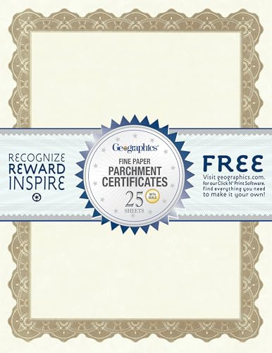 Geographics® 30% Recycled Blank Parchment Certificates, 8 1/2 x 11, Optima Gold, Pack of 25