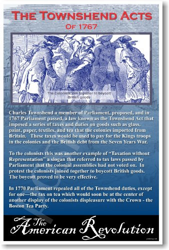 The Townshend Act 1767 - American Revolution - US History Classroom School Poster