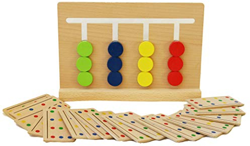 Toys of Wood Oxford Sortierspiel Holz für Kinder ab 3 Jahren - Farben nach vorgegebenen Mustern sortieren - Gehirntraining und Geschicklichkeitsspiel - Montessori Holzspielzeug