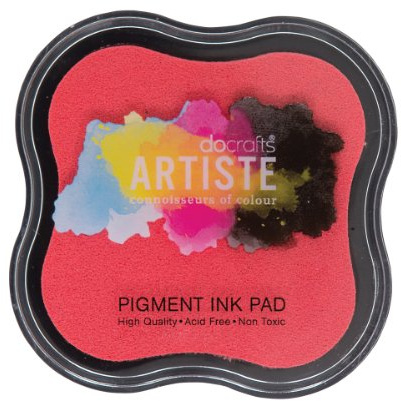 Artiste Pigment Pink Ink Pad for Stamping, Adhering Embossing Powders, Crafting Supplies, Highly Pigmented, Use with Clear Stamps, Rubber Stamps, Ink Pads are Safe Non-Toxic Acid-Free