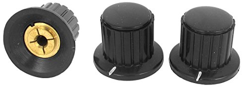 sourcing map 3 PCS Schwarz Gerippte Grip 4 mm Split Schaft Potentiometer-Control Regler de