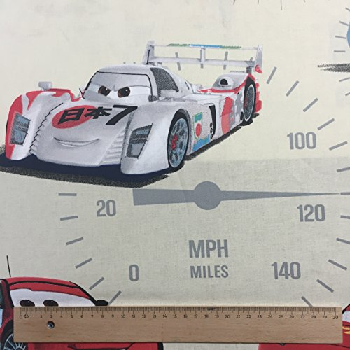 Lizenziert von Disney Pixar - creme Cars Velocity Neuheit Druck Premium Grade 100% Baumwolle Feingewebe Kinder Vorhang Bettwäsche Stoff 142cm breit - Meterware