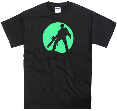Bruce Campbell Dead Inspired Chainsaw Horror Glow in The Dark Mens T-Shirt Black Extra Large